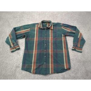 Vintage Cabelas Shirt Mens Large‎ Tall Green Brown Plaid Button Up Outdoors